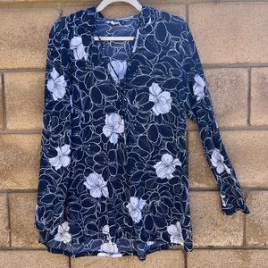 Nautica Long Sleeve Floral Swim Coverup With Hood
